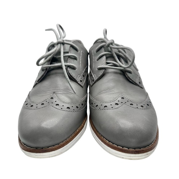Cole Haan | Women | Grand OS Gray Leather Wingtip Oxford Shoes | Size 5.5 B - Picture 4 of 10